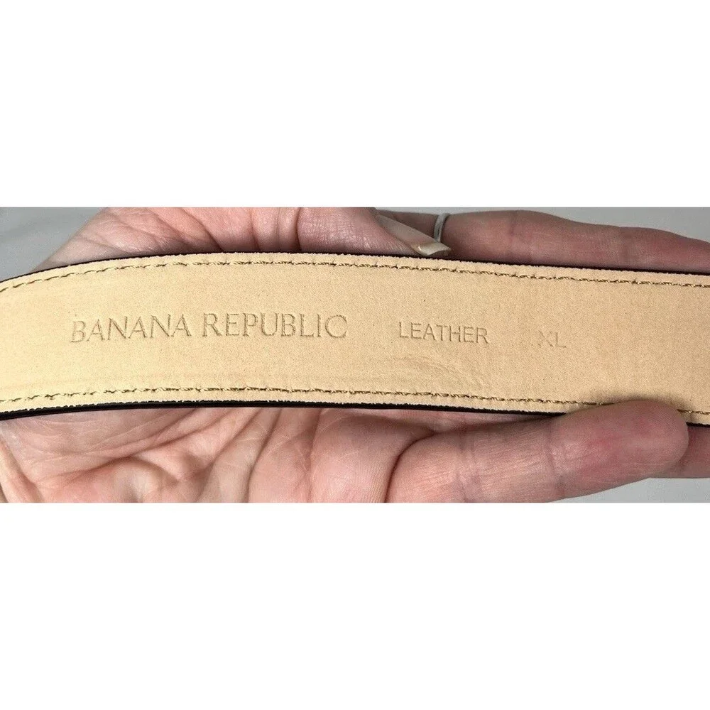 Vtg BANANA REPUBLIC COWHAIR COWHIDE WESTERN Leather Belt Woman XL Black USA
